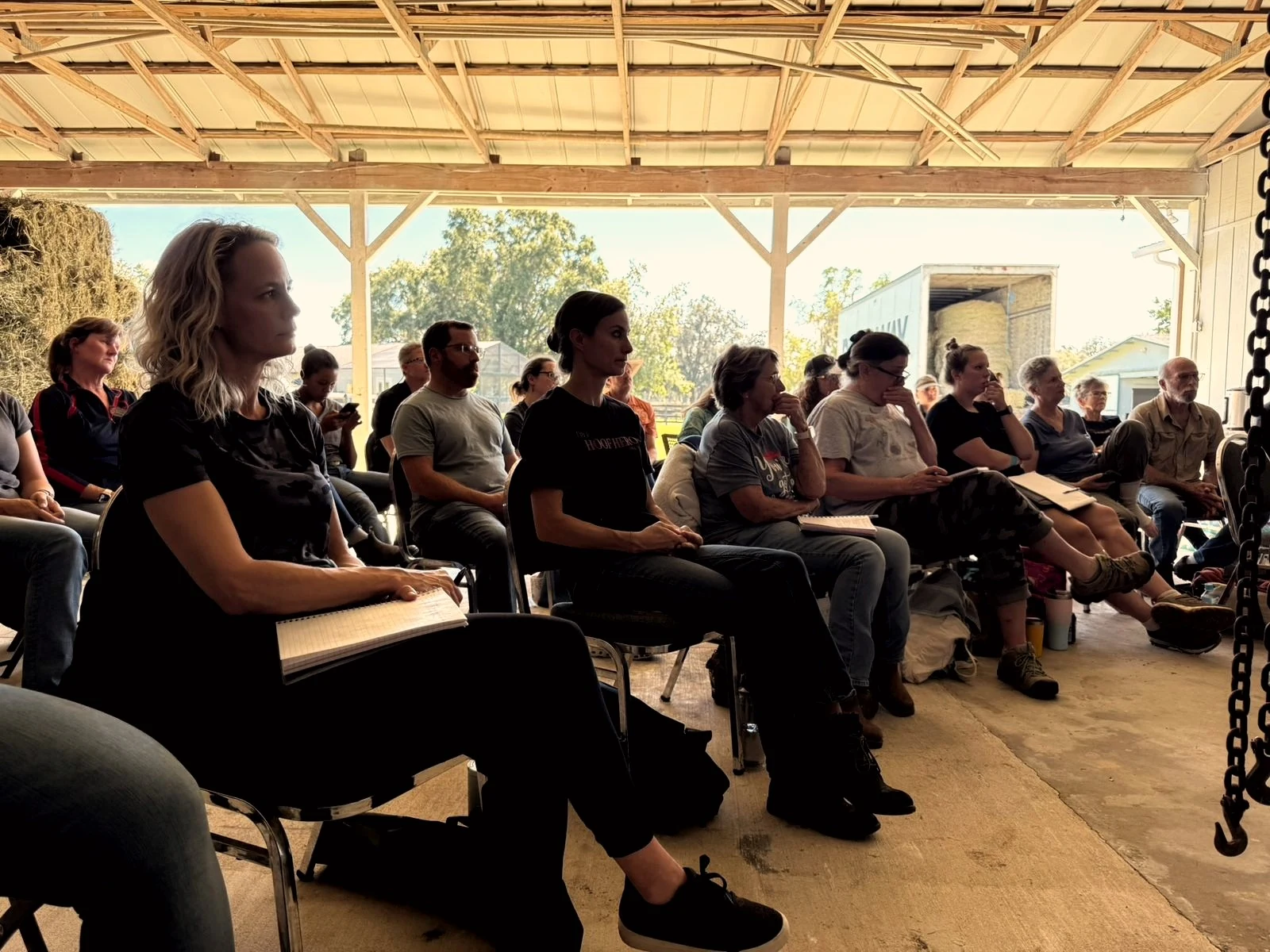 Workshop participants listening to a theory session