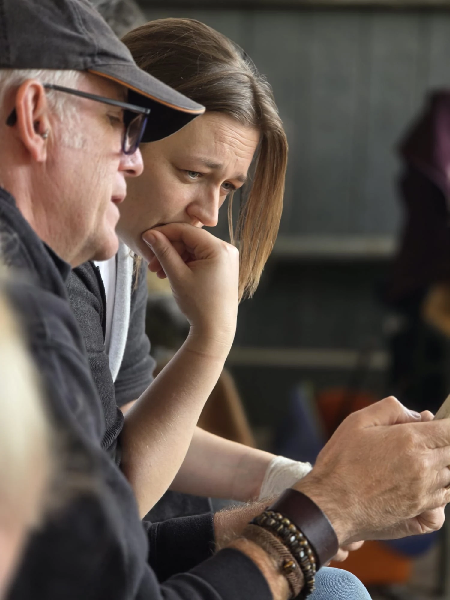 Garry and an Academy learner studying hoof anatomy together, both deep in thought